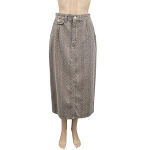 Vivaldi Jeanswear Vintage Classic Brown Herringbone Denim Midi Skirt 80s